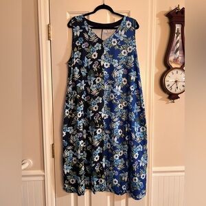 Cuddl Duds Blue Floral Dress, 1X